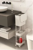 ARMESE Pratik Şık 2 Kat Raflı Tekerlekli Çöp Kovası Banyo ve Mutfak Çöp Kovası 15 Litre - 3