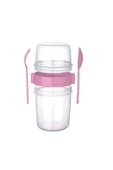 ARMESE Atıştırmalık Yemek Yoğurt Saklama Müsli Kabı Diyet Kabı Kaşıklı Çatallı Büyük Boy 1100 ml - 1