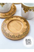 ARMESE 6 Kişilik Özel İşlemeli Bambu Altlıklı Kahve Fincan Takımı Dar - 3
