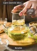Cam Demlik Şeffaf Süzgeçli Demlik Isıya Dayanıklı Bitki Çayı Demliği Borosilat 250 ml - 2