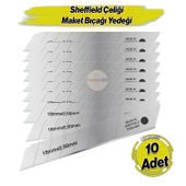 İthal 10 Adet 8 Dilim Maket Bıçağı Yedeği Ucu 0.50 mm Kalınlık x 18 mm Genişlik Bıçak Ucu Jilet - 3