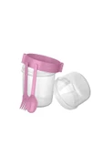 ARMESE Atıştırmalık Yemek Yoğurt Saklama Müsli Kabı Diyet Kabı Kaşıklı Çatallı Büyük Boy 1100 ml - 2