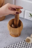 ARMESE Doğal Bambu Ahşap Sarımsak Ezeceği Havan Orta Boy - 2