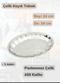 Dilimli Kayık Tabak 24 cm No: 2 Paslanmaz Çelik Tabak - 1