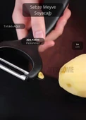 Meyve Soyacağı Paslanmaz Sebze Soyacağı Tırtıklı Soyacak Siyah 14 cm - 3