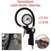 Lastik Şişirme Tabancası Havalı Basınç Göstergeli Saatli Jak Hortum ve Sibop Uyumlu Şambrel Tekerlek - 1