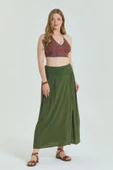 Beli Lastikli Drape Detaylı Büyük Beden Etek - 4