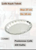 Dilimli Kayık Tabak 27 cm No: 3 Paslanmaz Çelik Tabak - 1