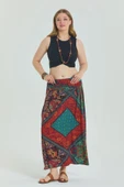 Beli Lastikli Drape Detaylı Büyük Beden Etek - 7