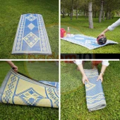Hasır Halı Kilim Piknik Cami Park Plaj Bahçe Balkon Teras Kamp Outdoor Karavan Mat 90x180 cm Plastik - 5
