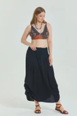 Beli Lastikli Drape Detaylı Büyük Beden Etek - 6