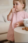 Pembe Bisiklet Yaka Oversize T-shirt Bebek - Çocuk - 1