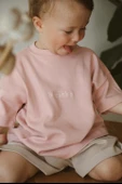 Pembe Bisiklet Yaka Oversize T-shirt Bebek - Çocuk - 2