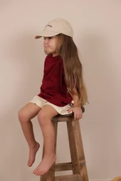 Bordo Nakışlı Oversize T-shirt - 1