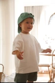 Beyaz Bisiklet Yaka Oversize T-shirt Bebek - Çocuk - 1