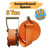 Cırcırlı Gırgır Spanzet Yük Gerdirme Halatı Eşya Sabitleme Sapan 5 Ton 10 Metre Emniyet Kemerli - 1