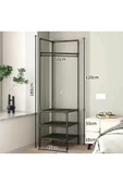 Metal Siyah Köşe Elbise Kıyafet Askılığı  Ayaklı Konfeksiyon Askılık 1084-CN - 3