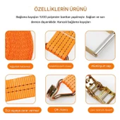 Cırcırlı Gırgır Spanzet Yük Gerdirme Halatı Eşya Sabitleme Sapan 5 Ton 10 Metre Emniyet Kemerli - 4