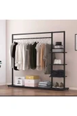 Metal Beyaz Raflı Ayaklı Düz Askılık Elbise Askılığı Konfeksiyon Askılık  1086-CN - 3