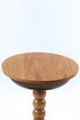MDF Üst Tablalı Yan Sehpa, Zigon Sehpa, Bronz Metal Gövde ve Ahşap Ayak – 60x40 cm - 1
