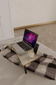 Ayarlanabilir Katlanabilir Laptop Sehpası – Mermer Desenli, Portatif Yatak Üstü Çalışma Masası - 2