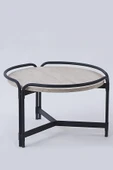 2'li Yuvarlak Orta Sehpa Seti – Modern Metal Ayaklı, Doğal Mermer Görünümlü Sehpa Takımı (80x45 cm + 60x35 cm) - 2