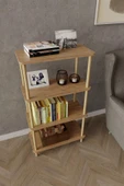 4 Katlı Ahşap Açık Raf Kitaplık – 30x50x104 cm – Çok Amaçlı Dekoratif Raf Ünitesi - 4
