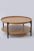İkili Sehpa Seti – Orta Sehpa 80x42 cm & Yan Sehpa 48x59 cm, MDF Tabla, Siyah Metal Gövde - 2