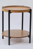 İkili Sehpa Seti – Orta Sehpa 80x42 cm & Yan Sehpa 48x59 cm, MDF Tabla, Siyah Metal Gövde - 3