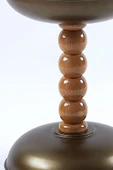 Epoksi Üst Tablalı Yan Sehpa, Zigon Sehpa, Bronz Metal Gövde & Ahşap Ayak – 60x40 cm - 2