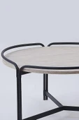 2'li Yuvarlak Orta Sehpa Seti – Modern Metal Ayaklı, Doğal Mermer Görünümlü Sehpa Takımı (80x45 cm + 60x35 cm) - 3