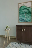 Ahşap Ayaklı Yuvarlak Yan Sehpa – Dekoratif Küçük Sehpa 34x74 cm - 6