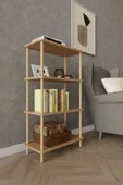 4 Katlı Ahşap Açık Raf Kitaplık – 30x50x104 cm – Çok Amaçlı Dekoratif Raf Ünitesi - 2