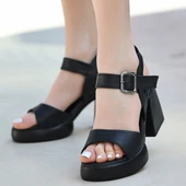 Sody Siyah Cilt Topuklu Sandalet thumbnail 4