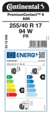 CONTİNENTAL 255/40R17 94W FR SSR PC6 YAZ LASTİĞİ ÜRETİM YILI:2024 - 2