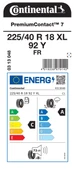 CONTİNENTAL 225/40R18 92Y XL FR PC7 YAZ LASTİĞİ ÜRETİM YILI:2025 - 2