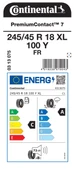 CONTİNENTAL 245/45R18 100Y XL FR PC7 YAZ LASTİĞİ ÜRETİM YILI:2025 - 2