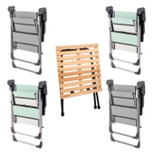 4 Adet Katlanır Kamp Sandalyesi ve Masa Seti - Rock - Kül Gri / Su Yeşili - Bardaklıklı - 140 KG thumbnail 1