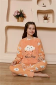 Kız Çocuk WelSoft Polar Turuncu Pijama Takımı 20527 - 1