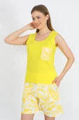 Kadın Kalın Askılı Cepli Şortlu Takım Sarı 3617 thumbnail 2