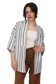 LeMontPiel Çizgili Kimono Ceket %100 Pamuk - 4
