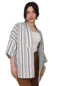 LeMontPiel Çizgili Kimono Ceket %100 Pamuk - 5