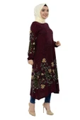 Çiçekli Tesettür Tunik Bordo - 2