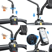 Zhltools Motosiklet Bisiklet İçin Ayna Bağlantılı Alüminyum Telefon Tutucu - 4