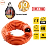 Uzatma Kablosu 3x1.5 mm 10 METRE Kablolu Tekli Grup Fiş Priz Topraklı Kapaklı Monofaze Ev Tipi thumbnail 1