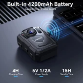 Boblov M5 2K 256GB Polis Vücut Kamerası, GPS Etkin ve 1440P - 3