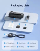 Boblov W1 64GB HD 1080P Vücuda Takılan Giyilebilir Kamera, 2 Klipsli - 5