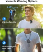 Boblov W4 2K Mini Vücut Kamerası, 360° Dönebilen Klipsli 128 GB Kamera - Siyah - 5