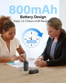 Boblov W4 2K Mini Vücut Kamerası, 360° Dönebilen Klipsli 128 GB Kamera - Siyah - 3