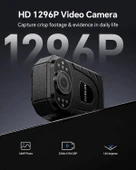 Boblov KJ21 - 1296P Vücut Giyilebilir Kamera - 256GB'a Kadar Bellek Genişletme - 2